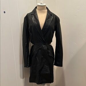 Karen Millennial Black Women's Leather Cut-out Tux Dress